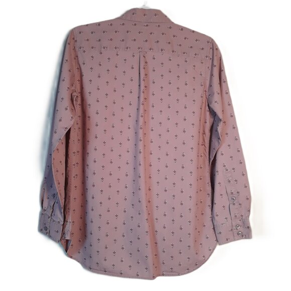 Garnet Hill Pink Floral Pima Cotton Long Sleeves Button Up Top Cottagecore Boho - Picture 5 of 9